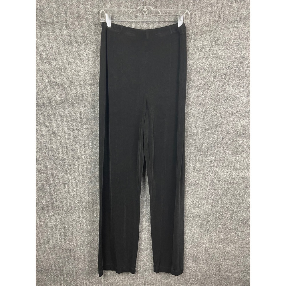 Chico's Travelers Straight Leg‎ Pants Women Medium Black Elastic Waist Casual
